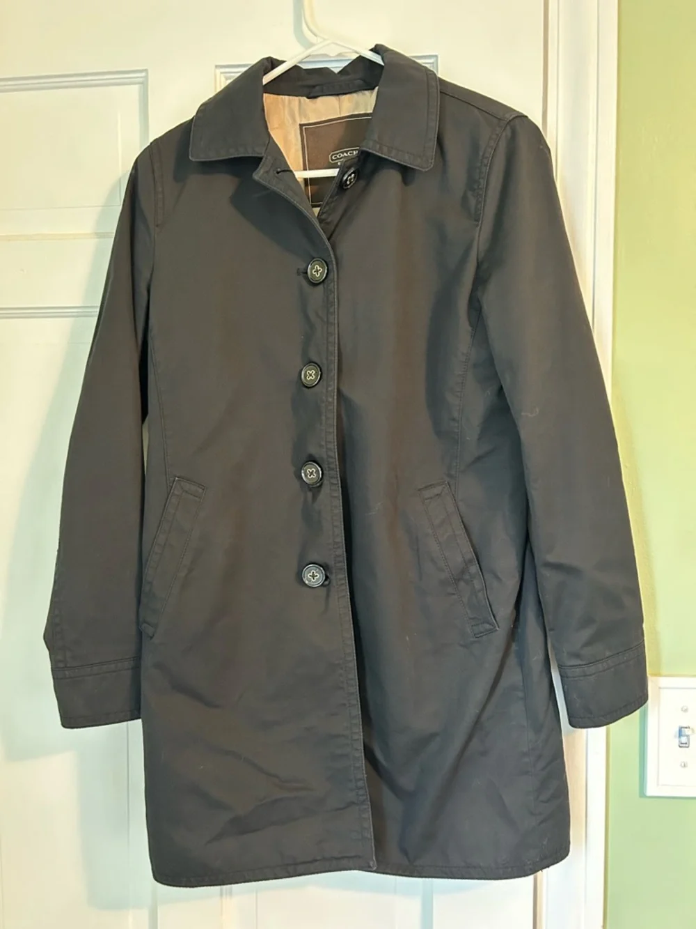 Coach Black and Gold Lightweight Trench Coat Women’s XS - Picture 2 of 7